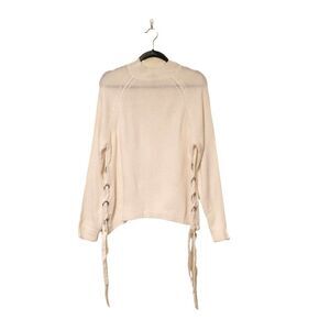 True Craft Womens Sweater White 1XL Pullover Side Tie Plus Size